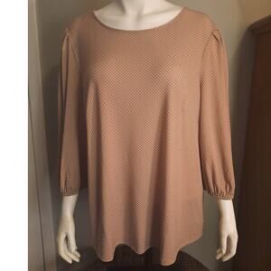 Adrianna Papell Pink Polka Dot Tunic Blouse 2X Relaxed Modest Comfortcore
